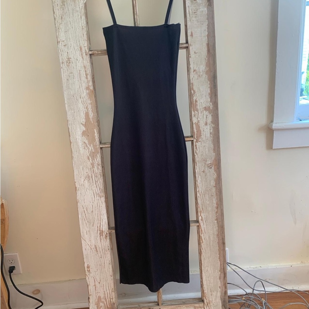 Zara Black Midi Dress with Spaghetti Straps